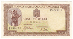 Bancnota 500 lei 2 IV 1941 filigran vertical XF/a.UNC (6) foto