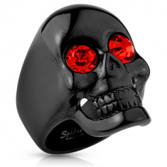 Skull Ring Inel din Otel Inox Negru Lucios RS-684 foto