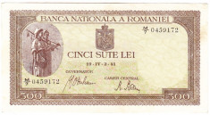 Bancnota 500 lei 2 IV 1941 filigran vertical XF/a.UNC (2) foto