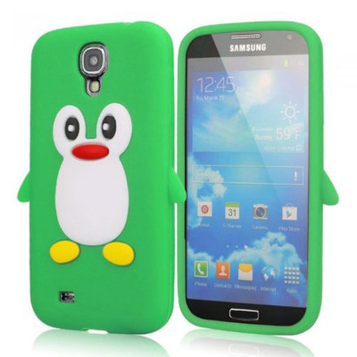 Husa silicon pinguin verde crud Samsung Galaxy S4 i9500 i9505 + folie ecran foto