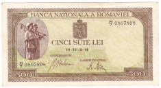 Bancnota 500 lei 2 IV 1941 filigran vertical XF/a.UNC (4) foto