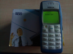 Nokia 1100 In cutie . Poze Reale.Culoarea Alba Cu Albastru. foto