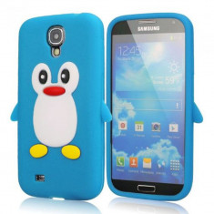 Husa silicon pinguin blue bleu Samsung Galaxy S4 i9500 i9505