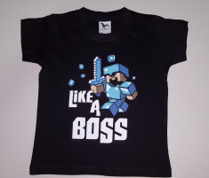 Tricou Minecraft T-Shirt Like A Boss - 4 - 5 ani + CADOU BRATARA foto