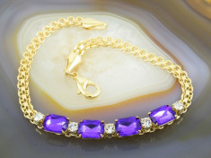 Bratara Placata Cu Aur 18k, cu Zirconiu Violet, cod 741 foto