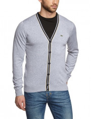 Lacoste Men&amp;#039;s Plain Button Front Long Sleeve Cardigan, Grey S foto