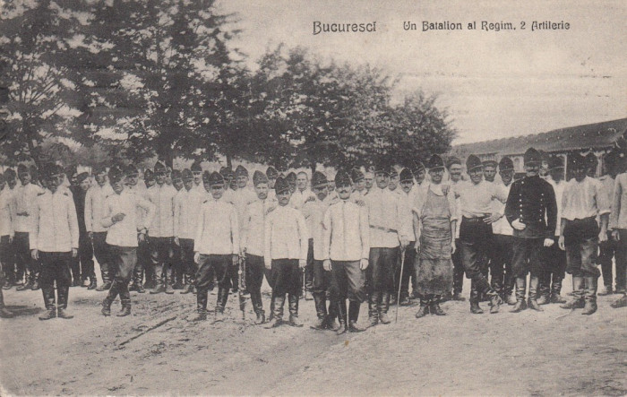 MILITARA ,BUCURESTI , UN BATALION AL REGIMENTULUI 2 ARTILERIE, CIRC. SEP. 1909