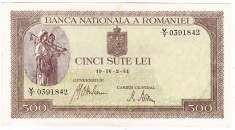 Bancnota 500 lei 2 IV 1941 filigran orizontal (mai RAR) VF/ XF (3) foto