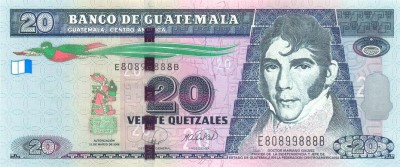GUATEMALA █ bancnota █ 20 Quetzales █ 2008 █ P-118 █ UNC █ necirculata foto
