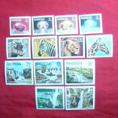 Serie mica( 13 din 15 val.) Uzuale Rhodezia 1978- Fauna ,Cristale,Cascade