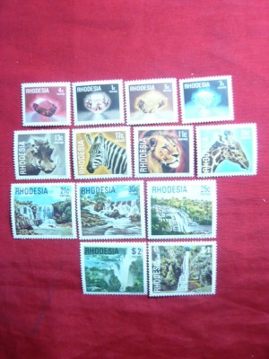 Serie mica( 13 din 15 val.) Uzuale Rhodezia 1978- Fauna ,Cristale,Cascade foto