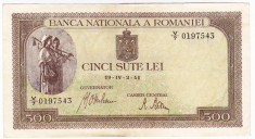 Bancnota 500 lei 2 IV 1941 filigran orizontal (mai RAR) XF (1) foto