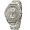 Ceas dama FASHION DESIGNER argintiu curea metalica cristale + cutie simpla cadou