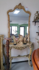 SPECTACULOASA consola veche cu oglinda si blat de marmura - stil venetian foto