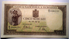 94. ROMANIA 500 LEI 1941 SERII CONSECUTIVE AUNC SR. 116-117 BNR ORIZONTAL foto