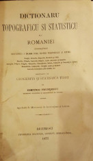 DIMITRIE FRUNZESCU - DICTIONARU TOPOGRAFICU SI STATISTICU ALU ROMANIEI, 1872 foto