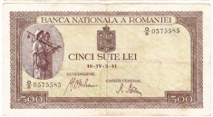 Bancnota 500 lei 2.IV.1941 filigran vertical (5) foto