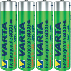 SET 4 ACUMULATORI VARTA Ni-MH 1000 mAh, AAA / R3, BATERII REINCARCABILE foto