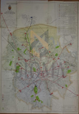 Planul Municipului BUCURESTI - 1930 !? 70 cm x 50 cm - Administratia Comunala a Tramvaielor foto