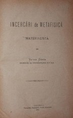 VASILE CONTA - INCERCARI DE METAFISICA MATERIALISTA, 1880 PRINCEPS! foto