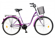 Bicicleta oras DHS Citadinne 2632 - model 2015 26&amp;#039;&amp;#039;-Alb-Albastru-430 mm foto