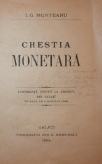 CHESTIA MONETARA - I . G . MUNTEANU foto