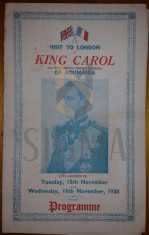 Visit to London KING CAROL II - 1938 - program foto