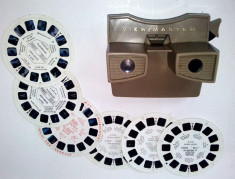 Stereoscop VIEW MASTER, cu 6 diapozitive 3D, 2 aviatie foto