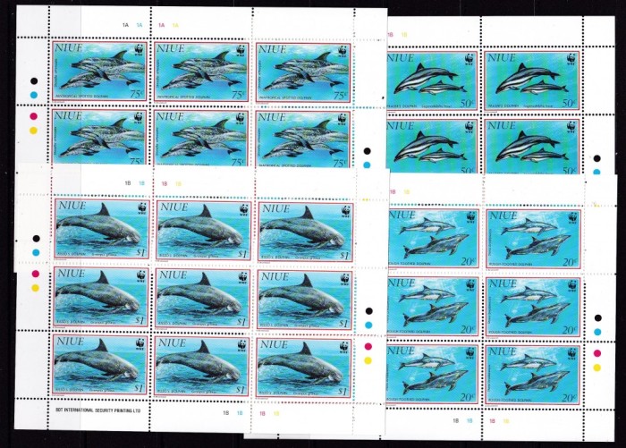 Niue 1993 fauna marina delfini MI 822-25 kleib. MNH w22 Michel = 144