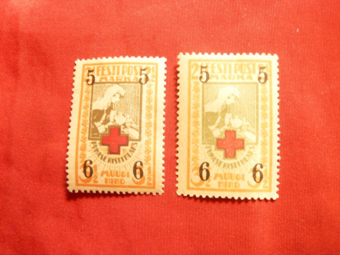 2 Timbre supratipar 5 si 6 M Estonia 1926 ,varietati de culoare