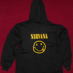 Hanorac Nirvana - Smiley,toate marimile fara fermoar 110 lei,cu fermoar 150,rock