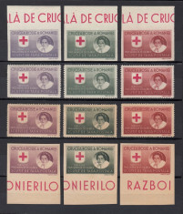 CRUCEA ROSIE 1946 - SETUL COMPLET DT. SI NDT. PE HARTIE ALBA SI GRI - MNH foto