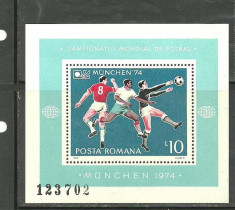 Romania 1974 - SPORT FOTBAL MUNCHEN, colita nestampilata, M284 foto