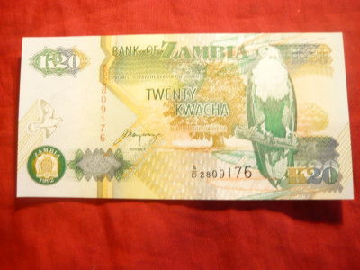 Bancnota 20 K Zambia 1992 cal.necirculat foto