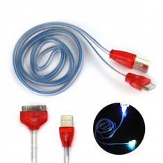 CABLU Date, Incarcare Iphone4. Cablu led, luminos. Iphone4. 1 m USB. Nou foto