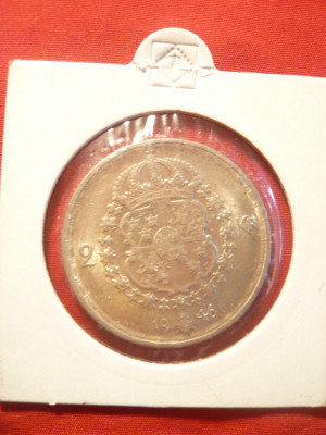 Moneda 2 Kor. 1946 Suedia Rege Gustav V ,argint ,cal.necirculat foto