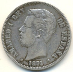 Spania 5 pesetas 1871 foto