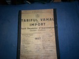 TARIFUL VAMAL DE IMPORT 1937