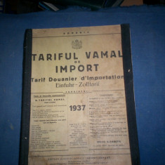 TARIFUL VAMAL DE IMPORT 1937