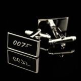 Butoni JAMES BOND 007 argintii metal + ambalaj cadou, Inox