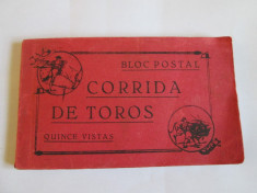 RARITATE! ALBUM/BLOC POSTAL 15 CARTI POSTALE CORRIDA DE TOROS MADRID ANII 1910 foto