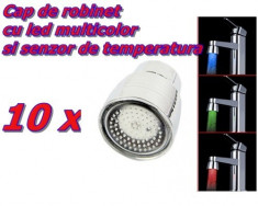 Set 10 bucati Cap de Robinet cu LED in 3 culori + Senzori de temperatura foto