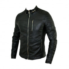 Geaca tip Zara Man , Motto, Neagra, Piele Eco, Toate Masurile D350 foto