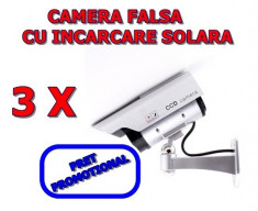 Set 3 bucati Camera video de supraveghere falsa Dummy cu incarcare solara foto