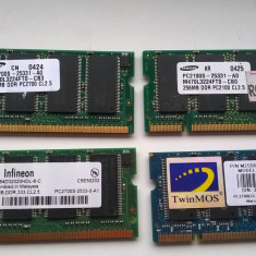 MEMORIE RAM LAPTOP DDR 1 pc 2700 si 2100 333 samsung,infinion,twinmos 256 mb