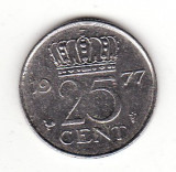 Olanda 25 centi 1977 - Juliana, Europa, Nichel
