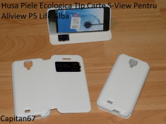 Husa Piele Ecologica TIp Carte S-View Pentru Allview P5 Life Alba foto