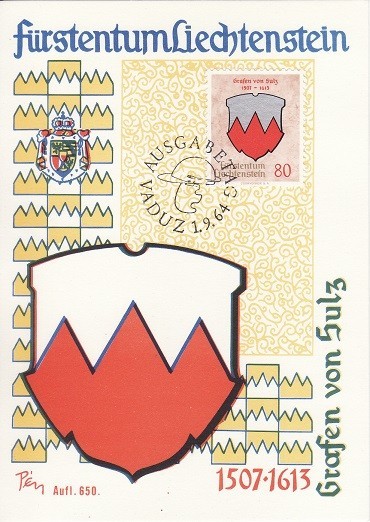 3714 - Lichtenstein 1964 - carte maxima