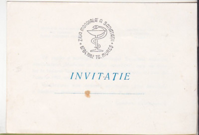 bnk cp Invitatie Expofil Tg Mures 1982 - Ziua Mondiala a Sanatatii foto