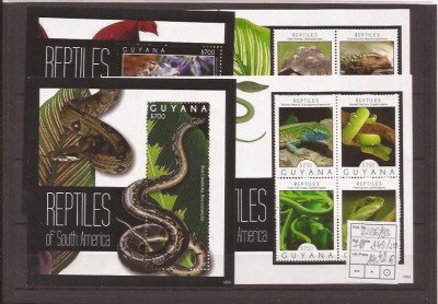 Guyana - reptilien - Michel - 8286/93+bl.849/50 foto